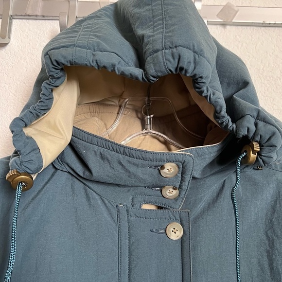 L.L. Bean Blue & Tan Gore Tex Hooded Insulated Winter Storm Coat Large - Picture 7 of 16